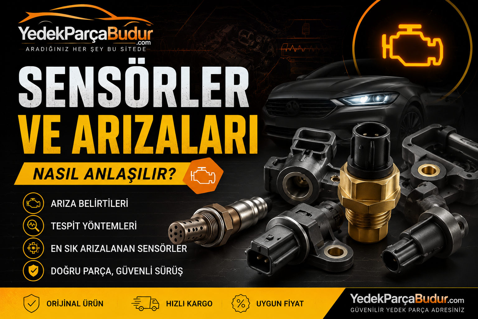 Araç sensörleri ve sensör arıza belirtileri hakkında bilgilendirici blog kapağı