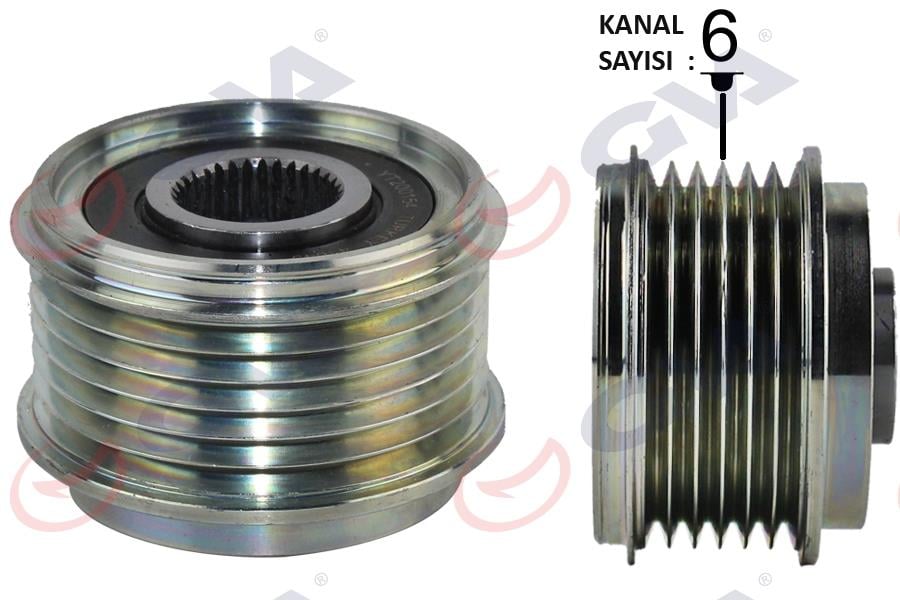GVAAlternatör Kasnağı Renault Clıo Iv 12 Captur I 13 Clıo V 19 Fluence 09 12 Kangoo Iı 08 Megane Iı-Iıı-Iv Talısman 15 Kadjar 15 Dacıa Duster 10 Dokker 12 Nıssan Juke 10 1.5Dci 6 KanalGVA 2811005
