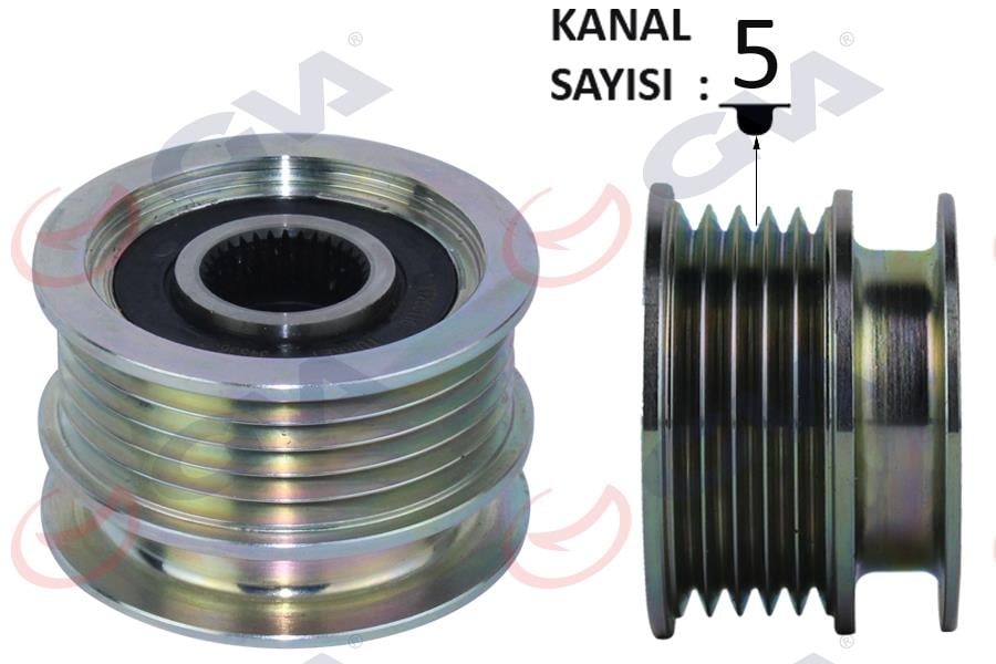GVAAlternatör Kasnağı Rulmanlı Megane-Clıo Iı-Kangoo-Twng-Symbol Iı 01- 5 Kanallı K9k-K4mGVA 2811003