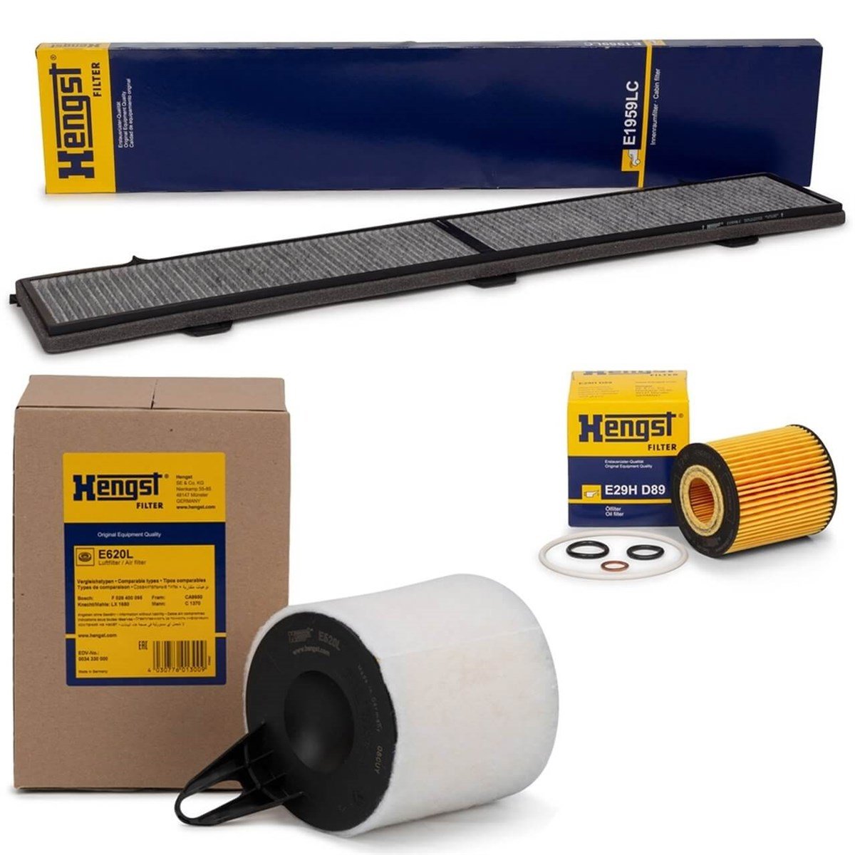 Bmw E87 Kasa 116i Periyodik Bakım Filtre Seti Hengst Marka Yağsız E29HD89-E1959LC-E620L 