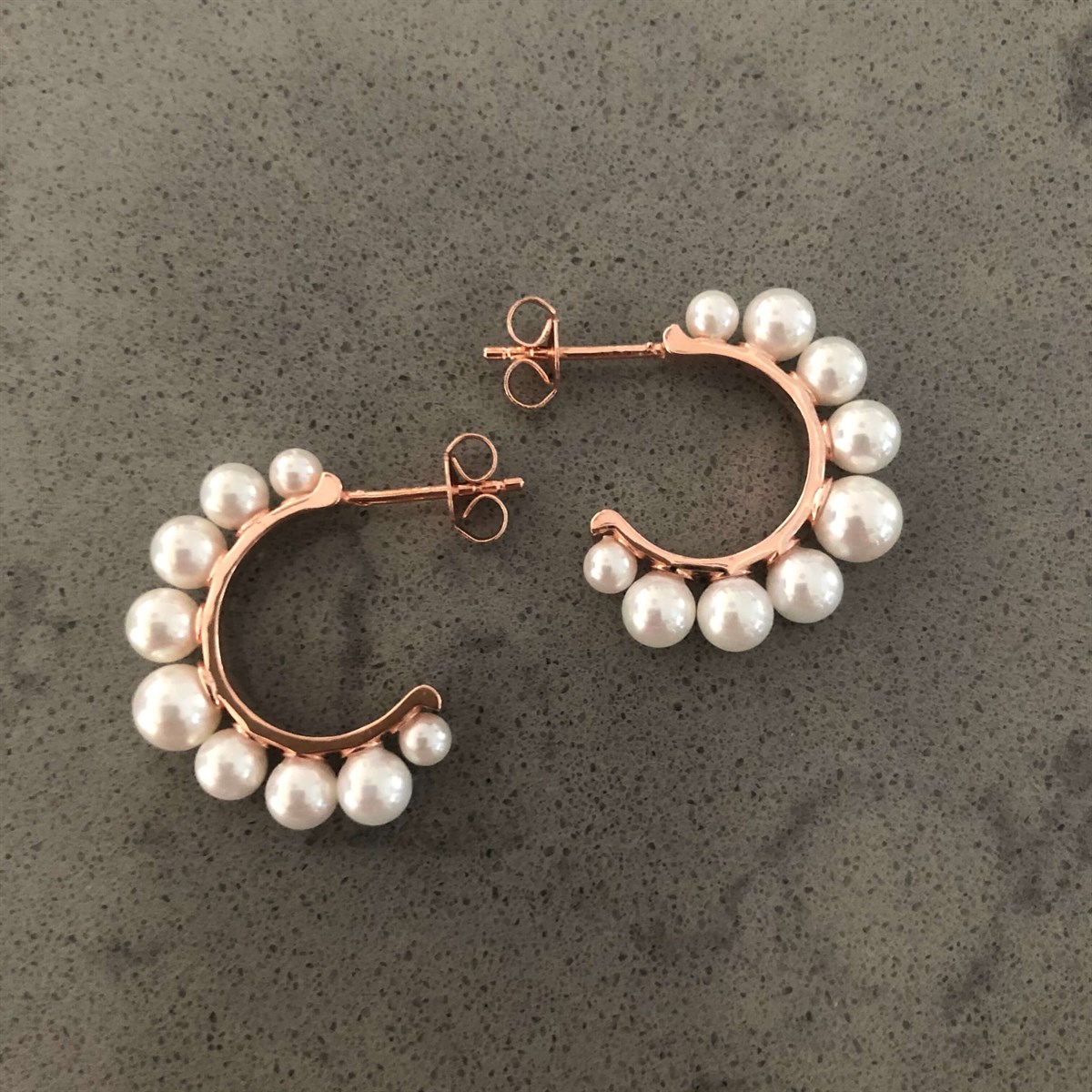 2,3 cm Kalın İnci Halka İthal Küpe Rose  