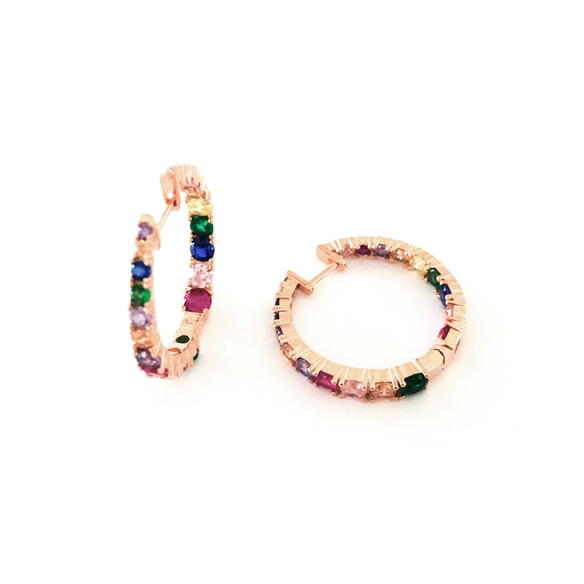 2,8 cm Multicolor Taş Halka İthal Küpe