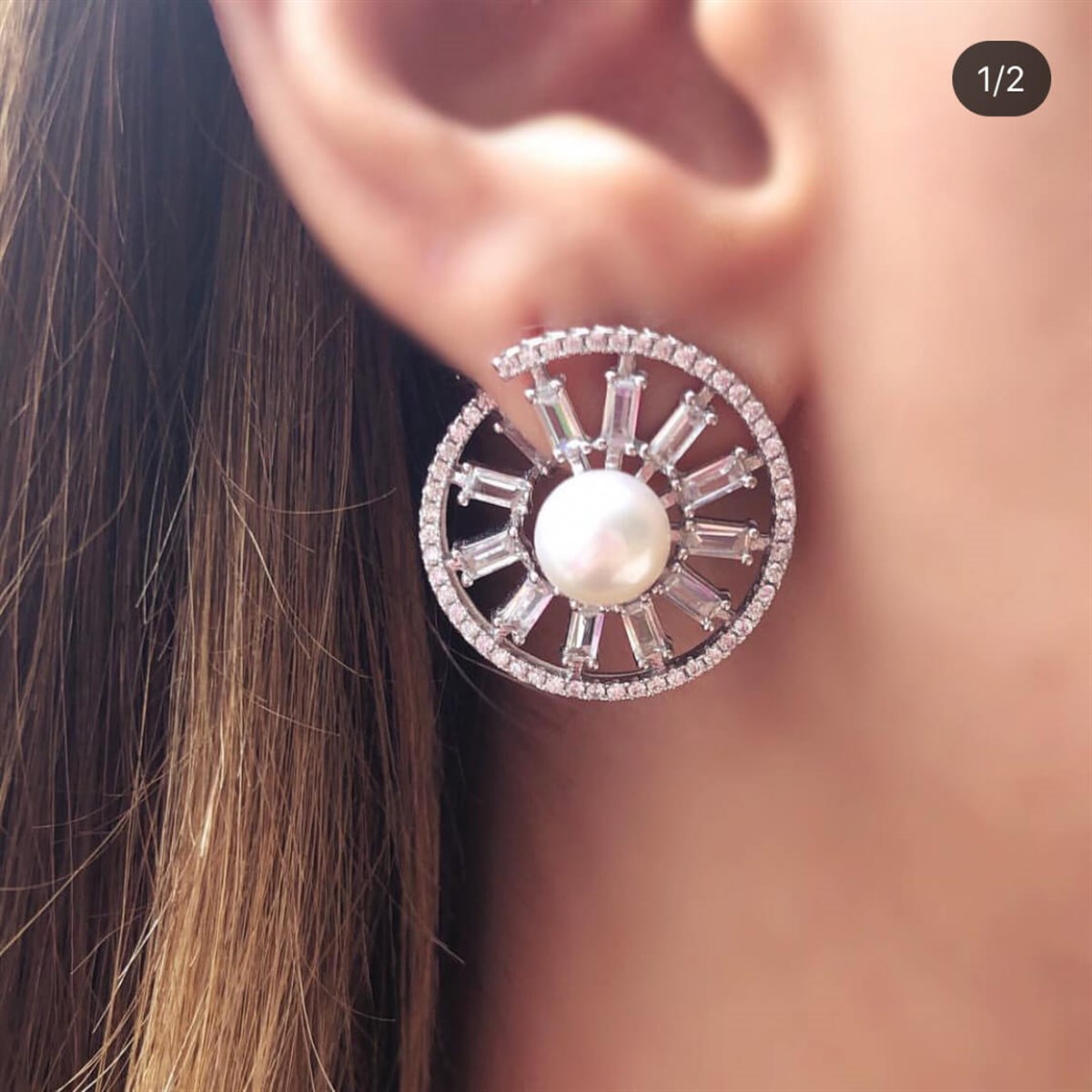 Baget Taş İnci İthal Küpe