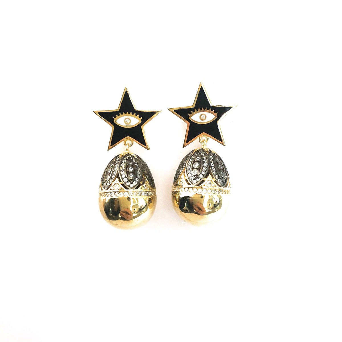 Göz Figür Yıldız Mine Top Küpe