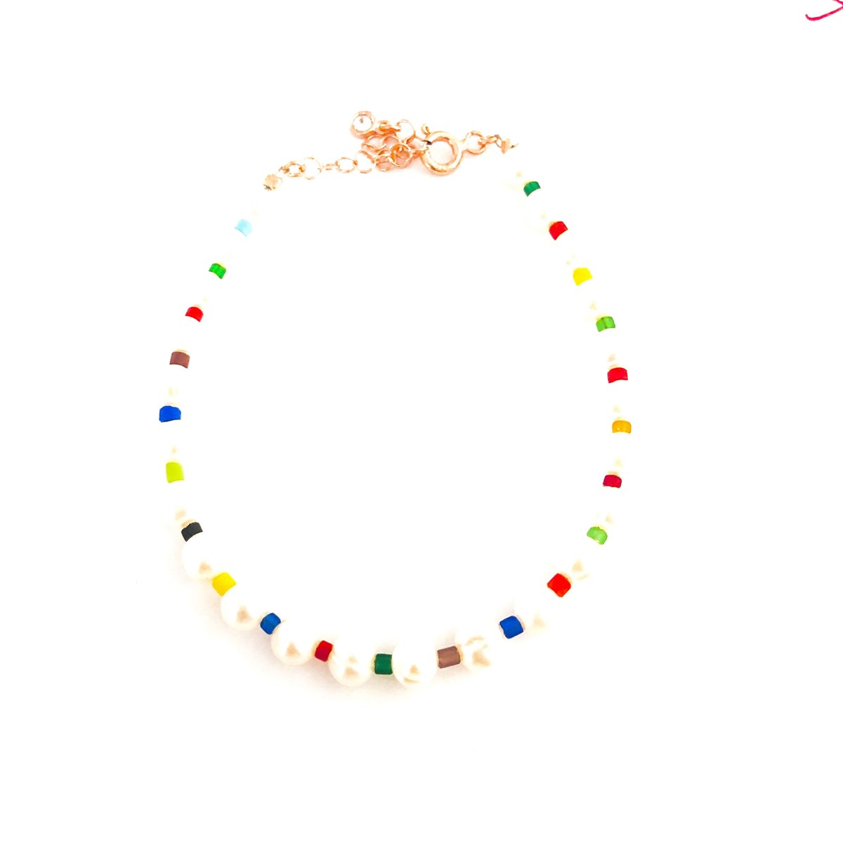 İnci Renkli Boncuklu Bileklik