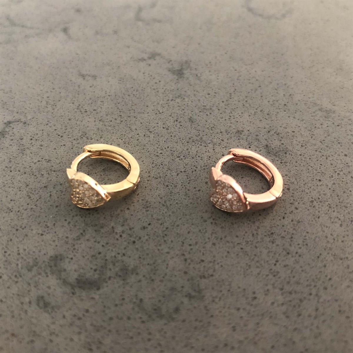 Kalp Figür Mini Halka İthal Küpe