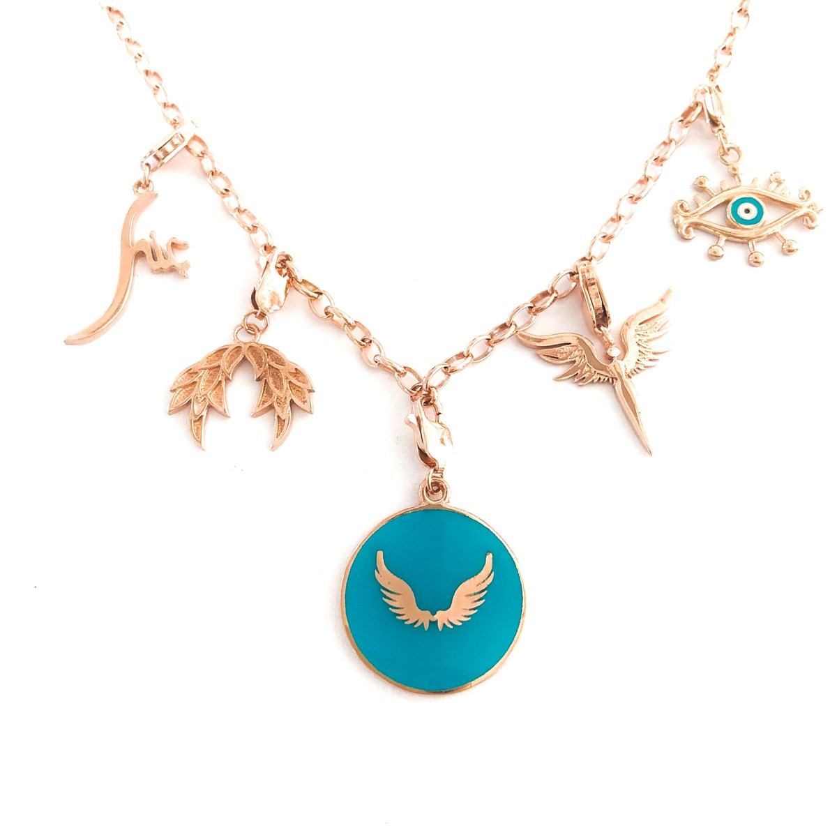 Mavi Mine Melek Figür Kolye