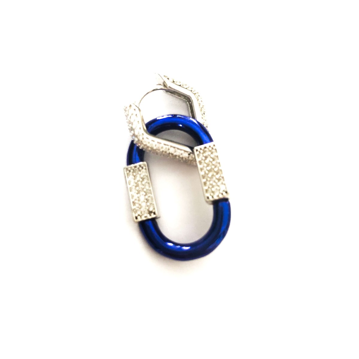 Metalik Lacivert Oval Küpe 