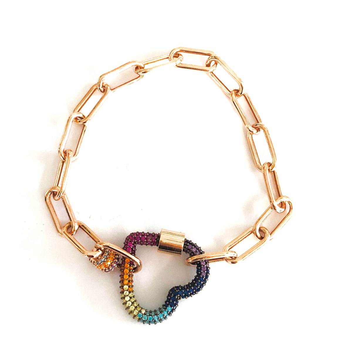 Multicolar Taş Kalp İthal Bileklik 