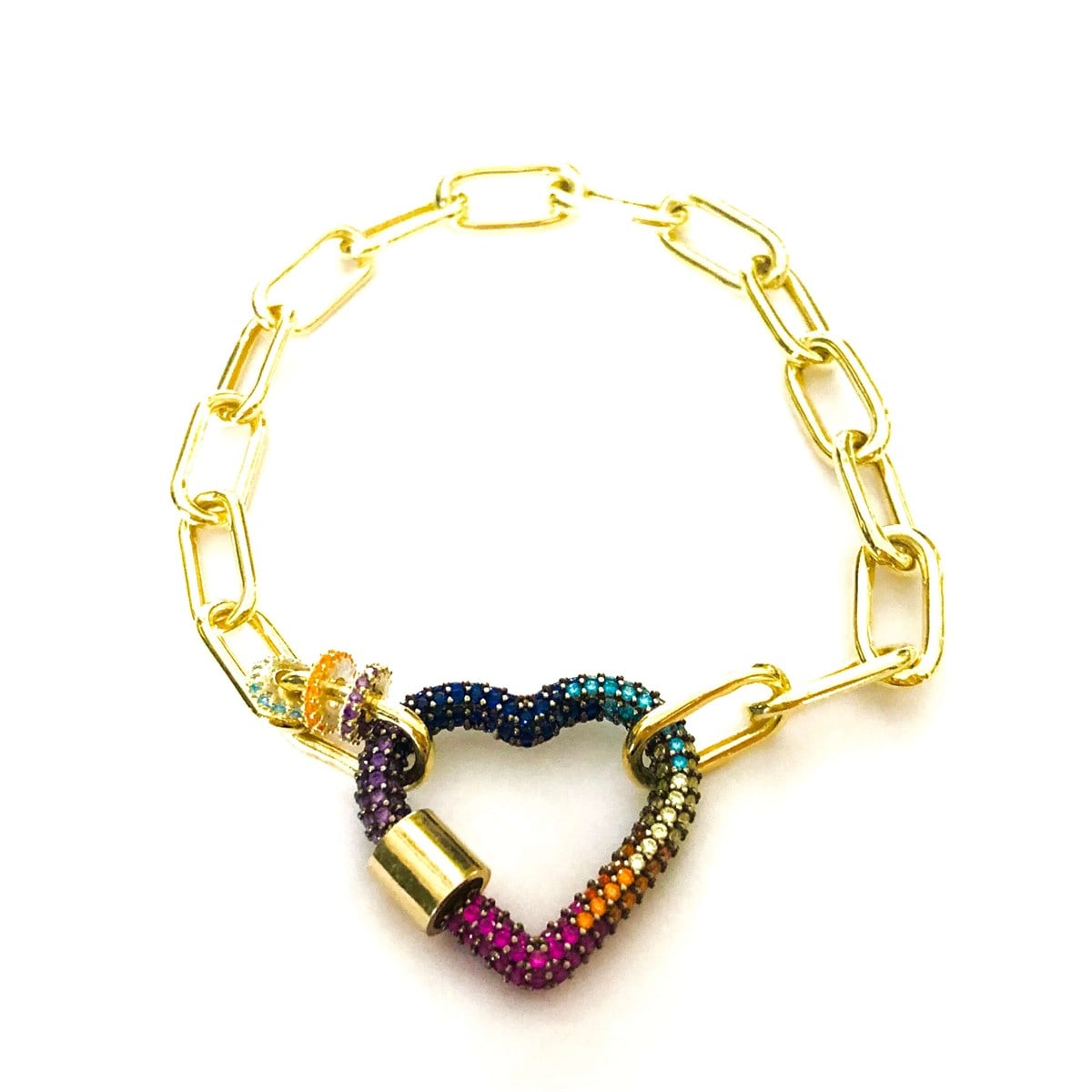 Multicolar Taş Kalp İthal Bileklik 1