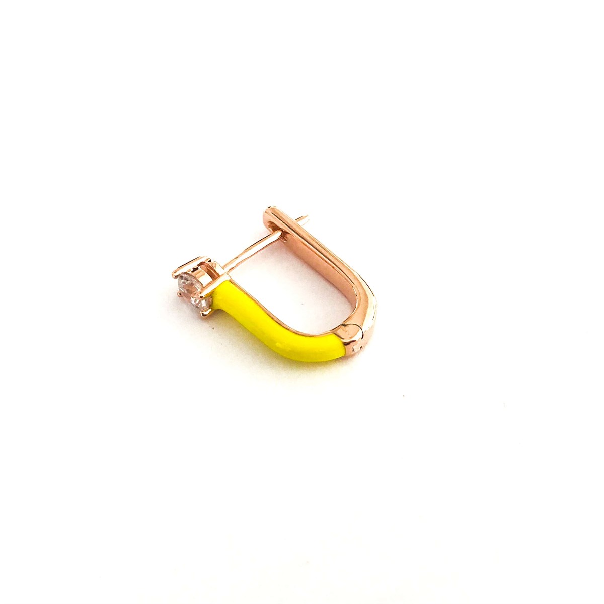 Neon Limon Çiçeği Tek Taş İthal Küpe