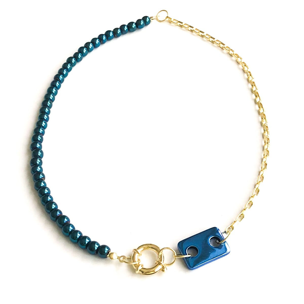 Parlament Mavi Hematit Kolye 