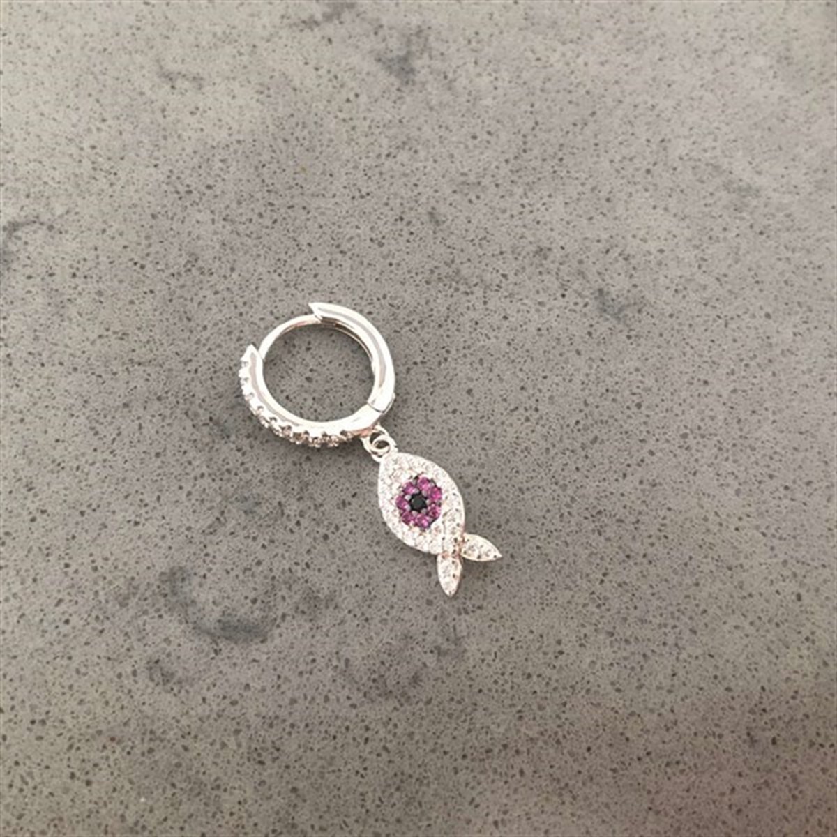 Pembe Taşlı Balık İthal Küpe