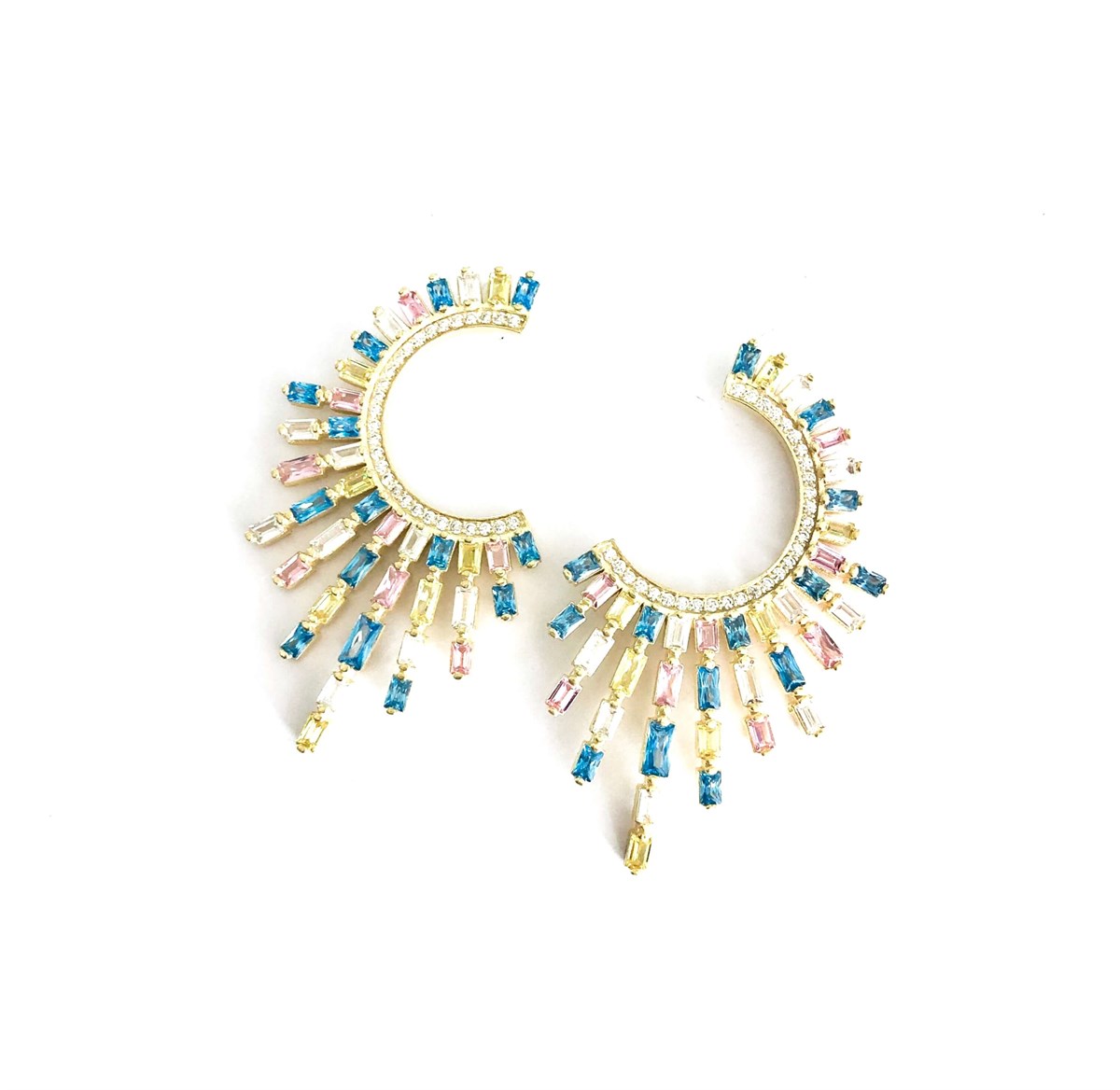 Renkli Baget Taş Özel Seri İthal Küpe