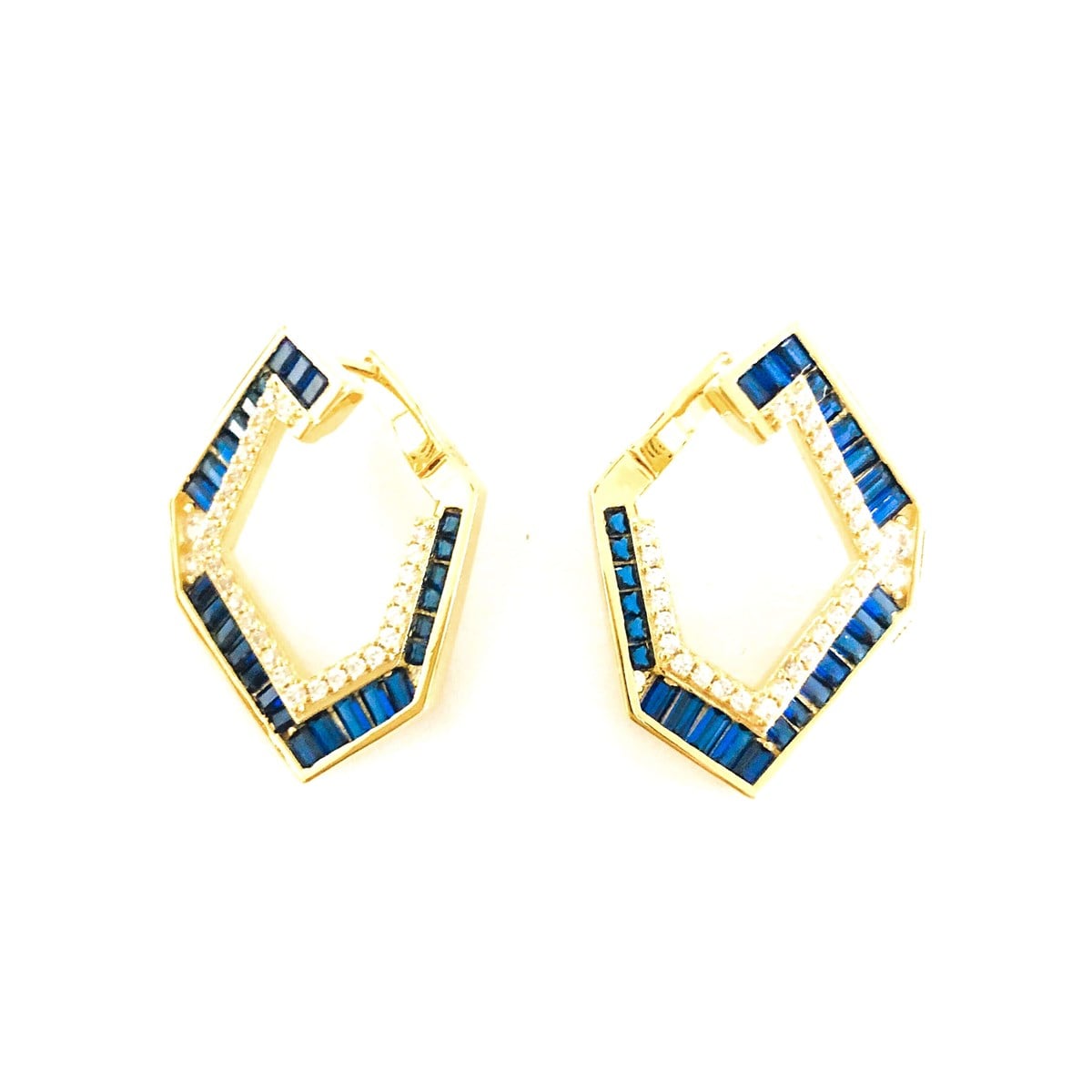 Safir Taş Beşgen İthal Küpe