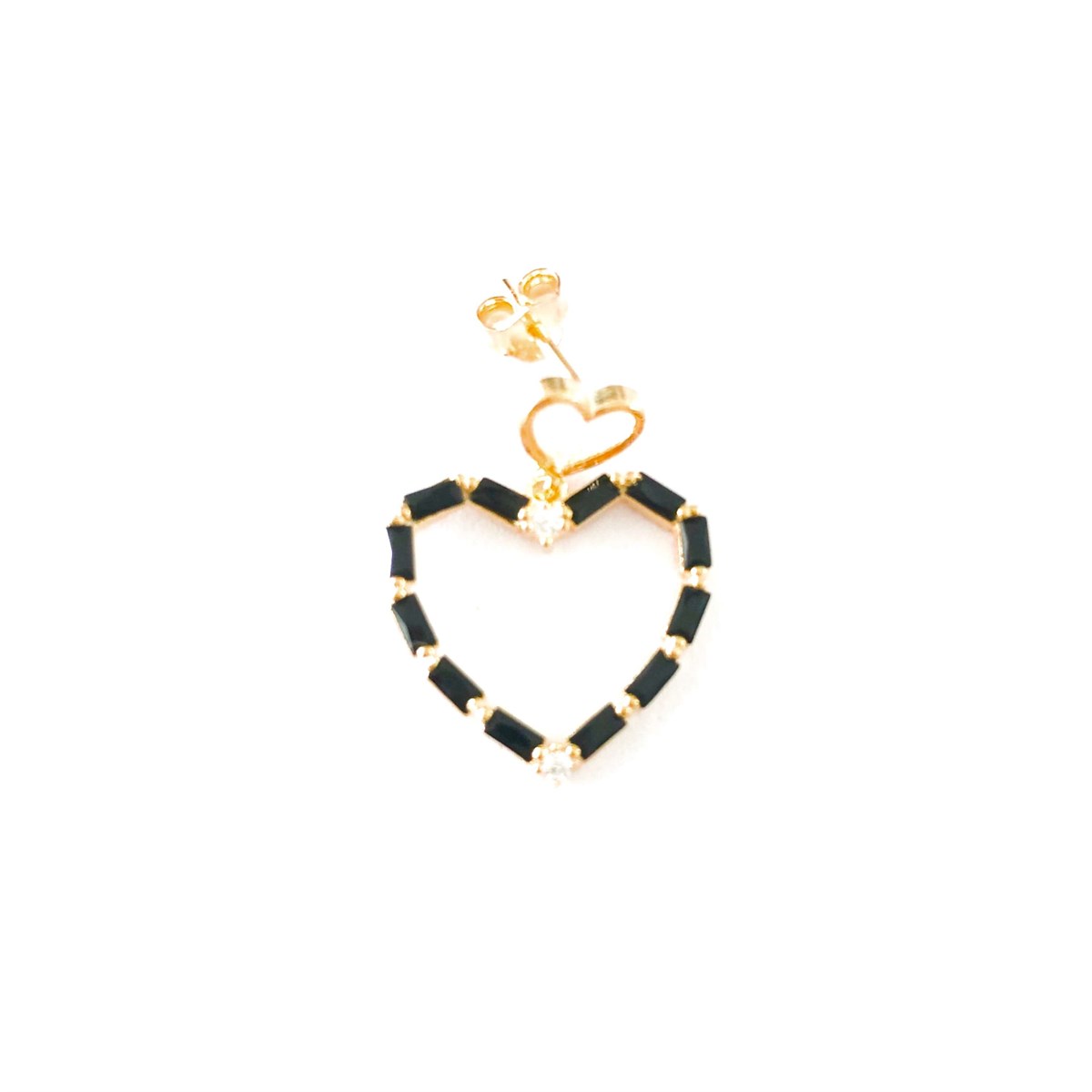 Siyah Taş Kalp İthal Küpe