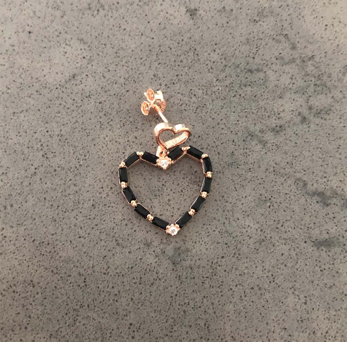 Siyah Taş Kalp İthal Küpe