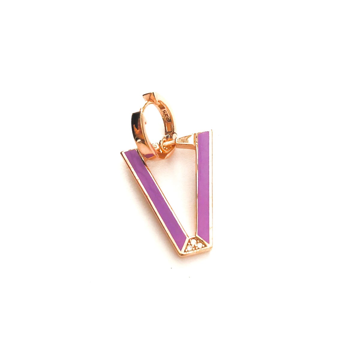 Üçgen Mor Mine Küpe 