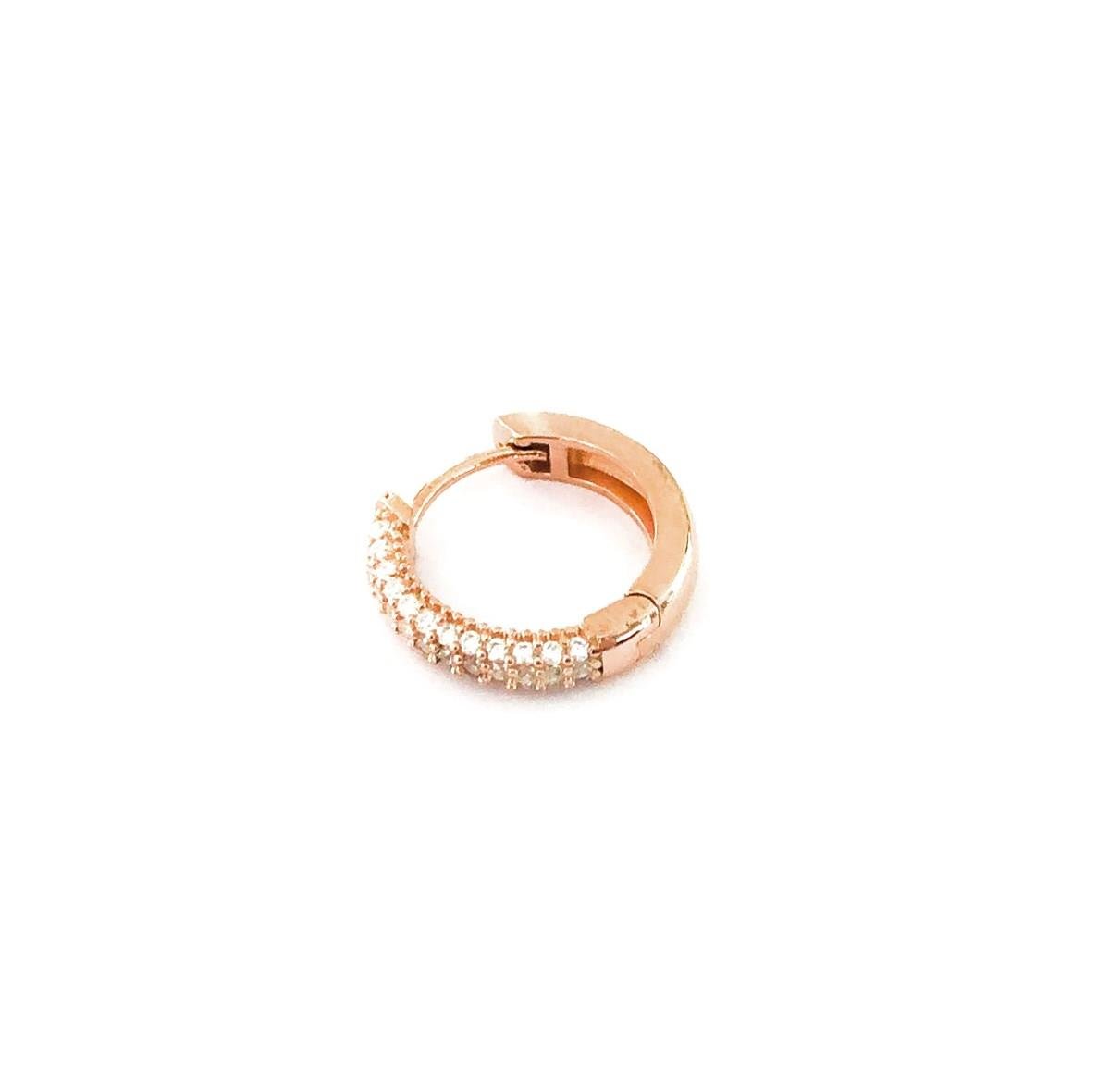 1,5 cm Beyaz Taş Halka Küpe (Gold)