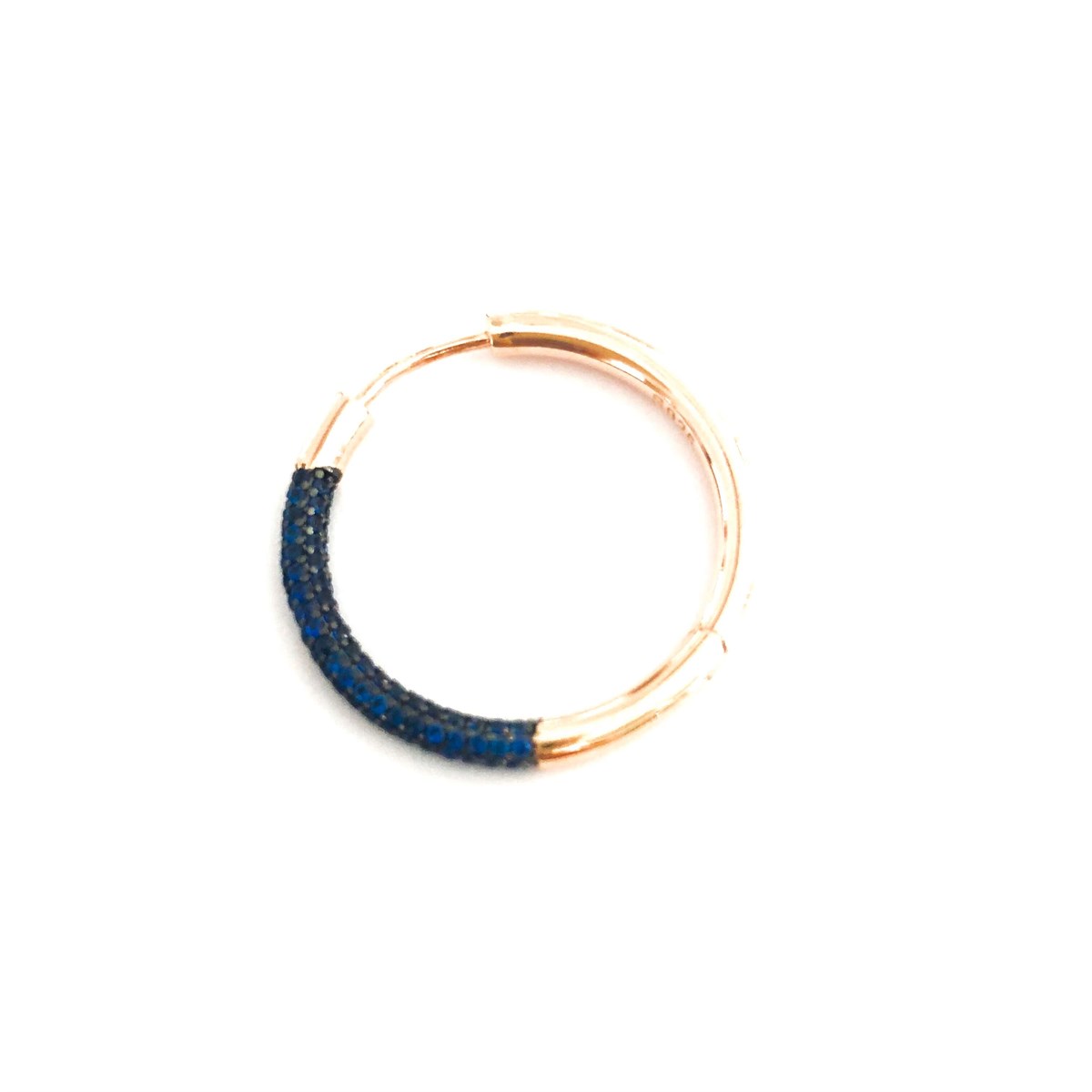 2,5 cm Safir Taş Yarım Tur Halka İthal Küpe