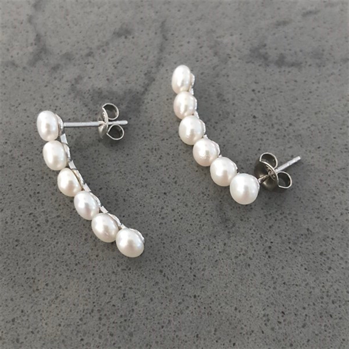 2,5 cm Uzun İnci İthal Küpe Silver