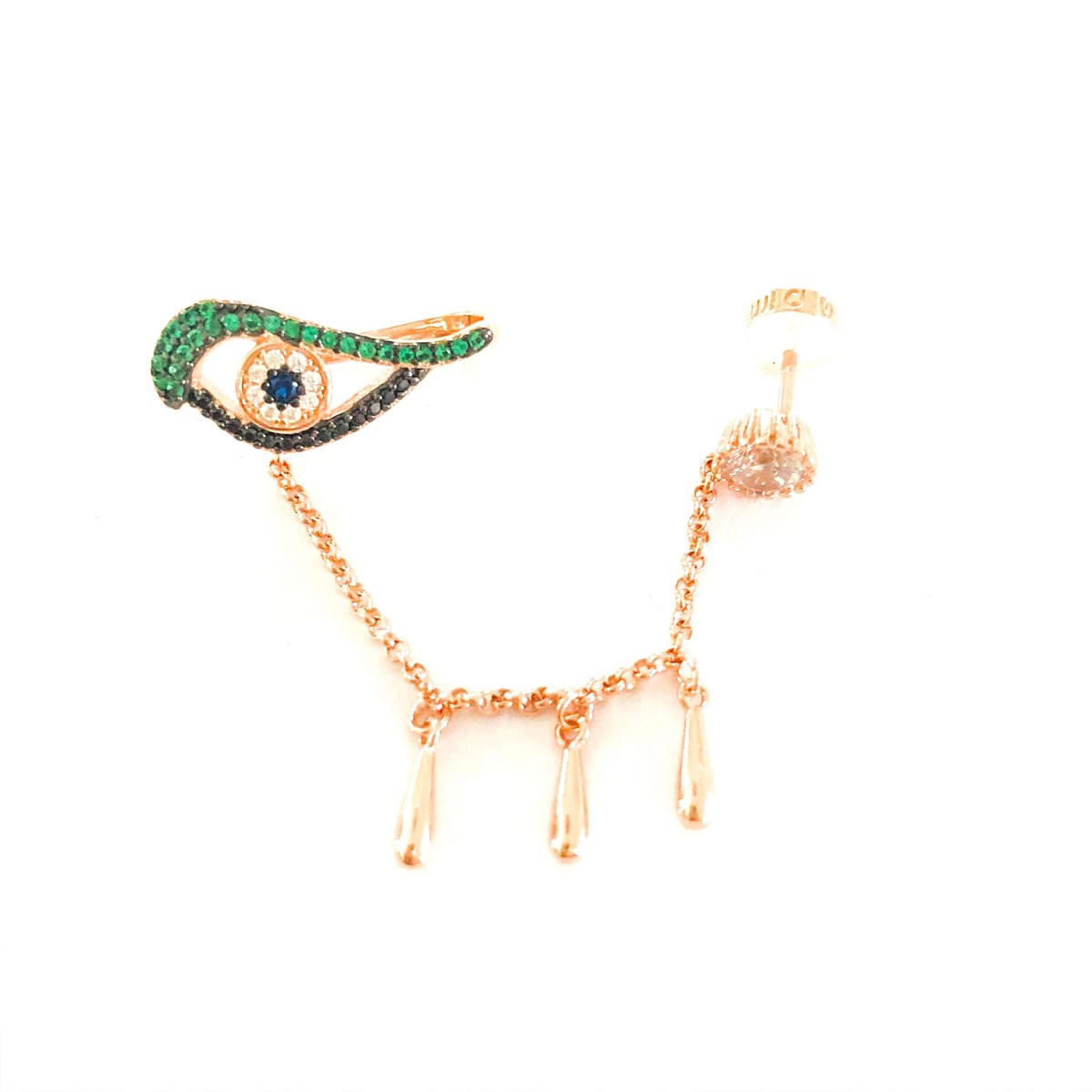 Araları Taşlı Sallantılı Göz Figür Kıkırdak Bağlantılı İthal Küpe