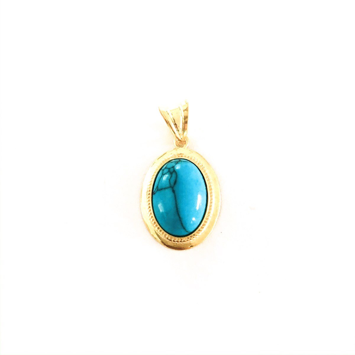 Firuze Taş Mini Oval Kolye Ucu