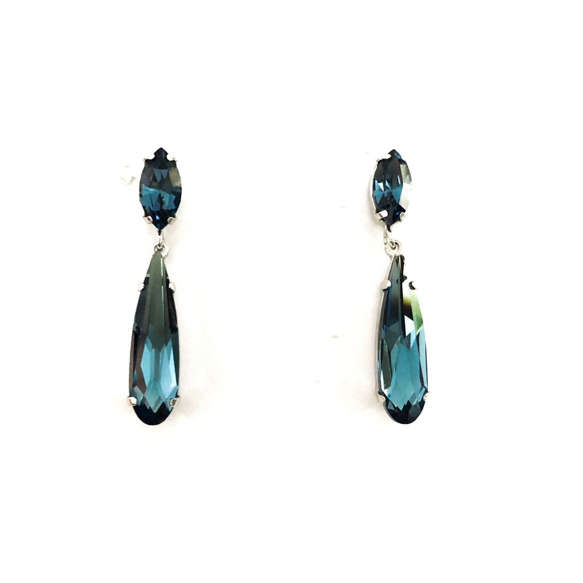 Lacivert Damla Taş Sallantılı Swarovski Küpe