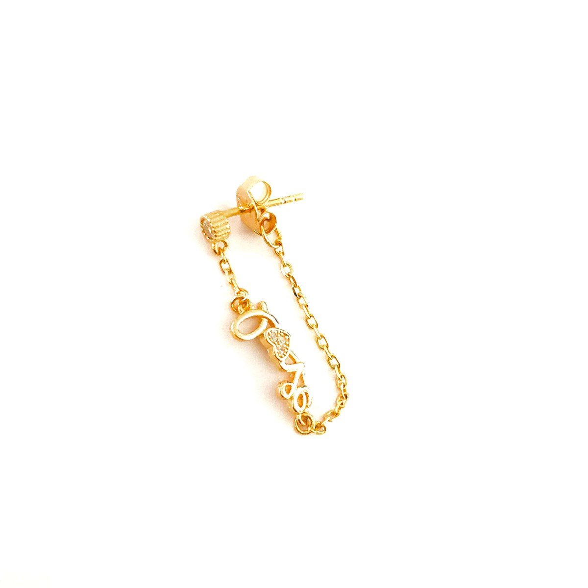 Love Zincir Bağlantılı İthal Küpe