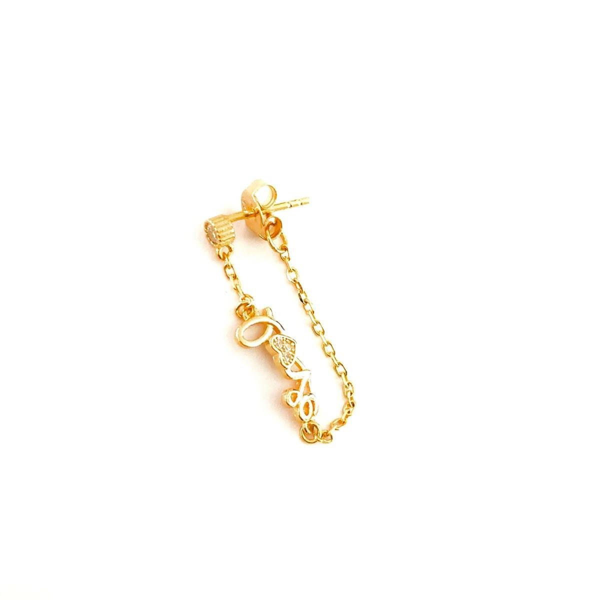 Love Zincir Bağlantılı İthal Küpe (Rose)
