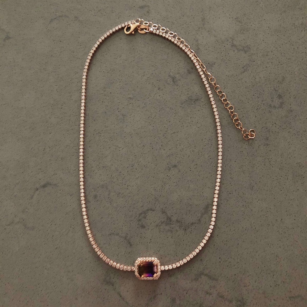 Mor Sarı Taş Suyolu İthal Choker