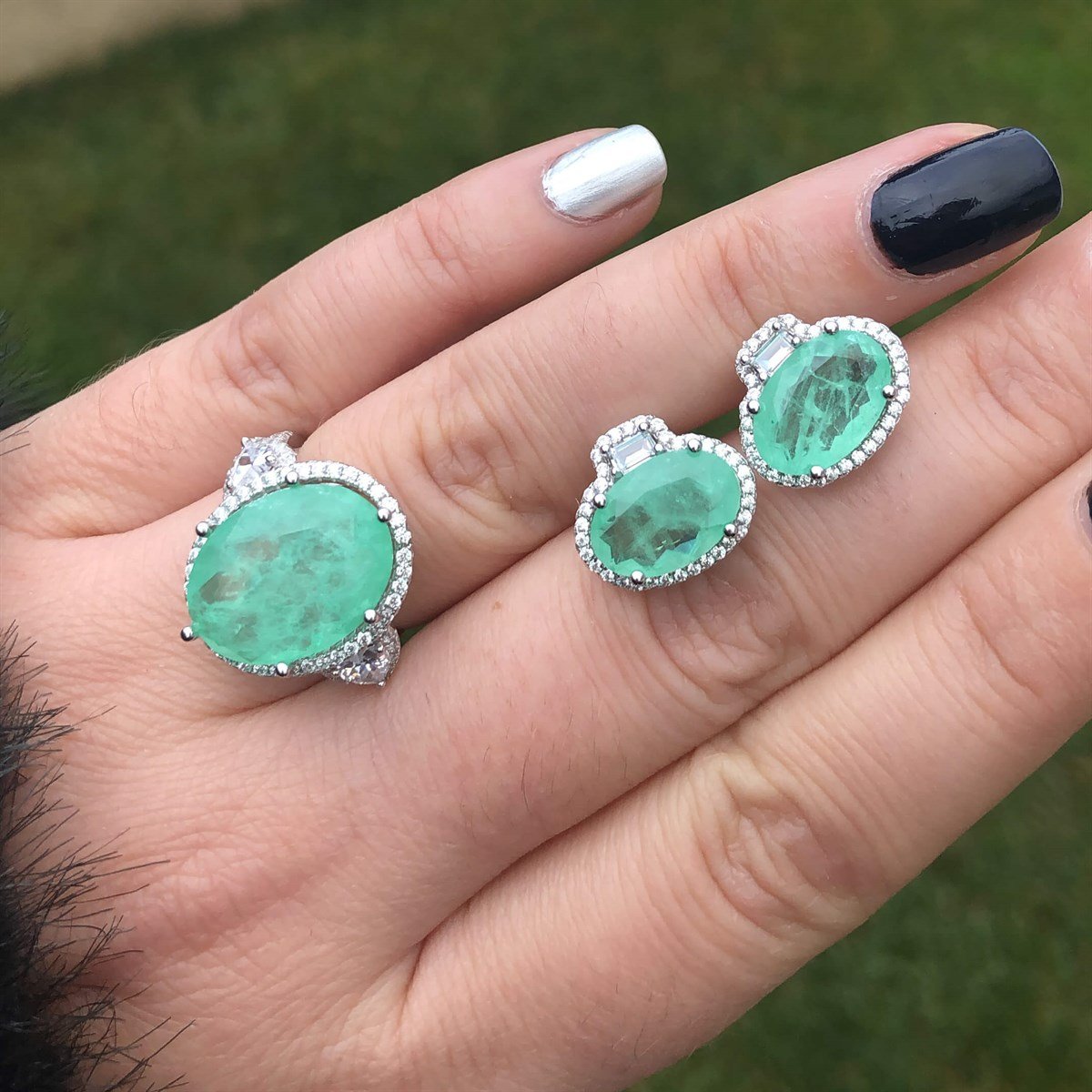 Paraiba Tourmaline Taş Oval İthal Yüzük