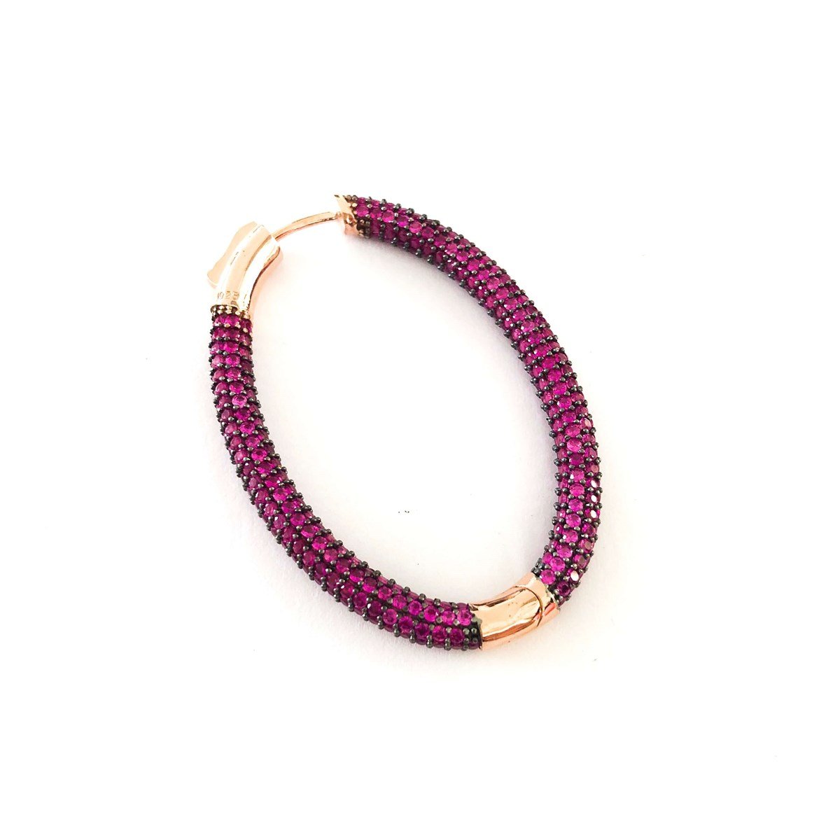 Pembe Taşlı Elips İthal Küpe 
