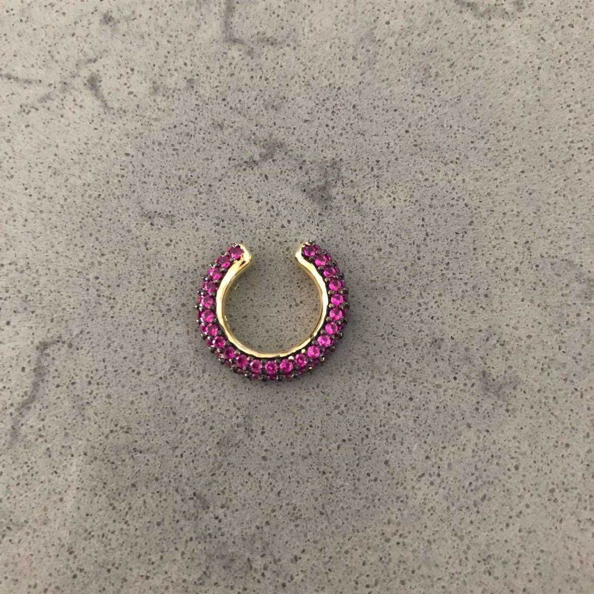 Pembe Taşlı Kıkırdak Küpe
