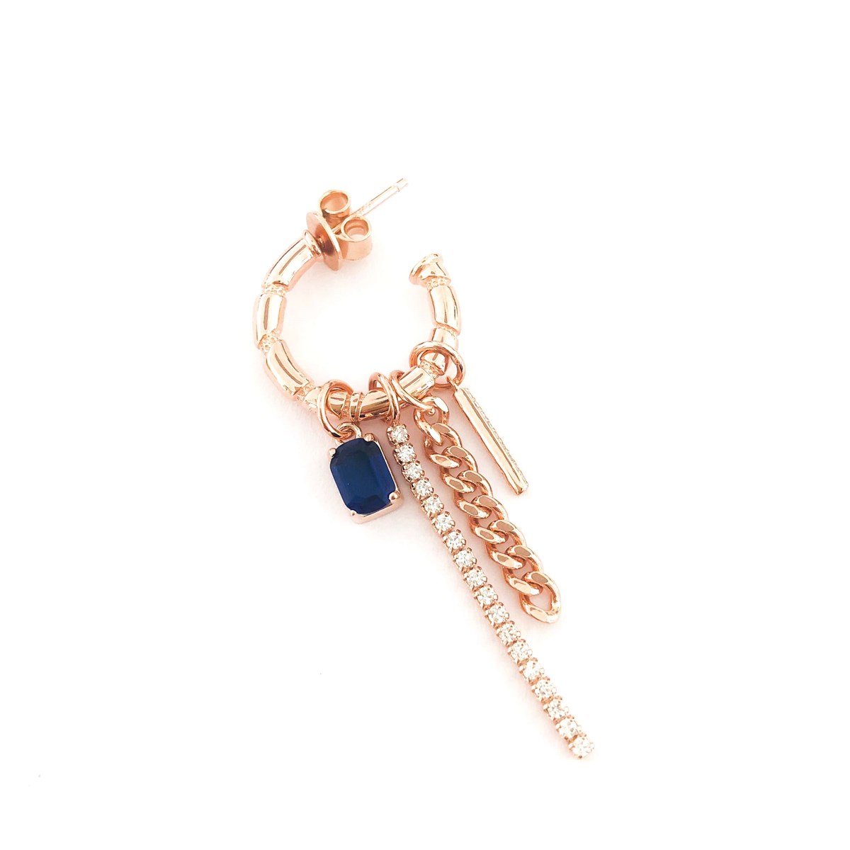 Safir Taşlı Sallantılı İthal Küpe
