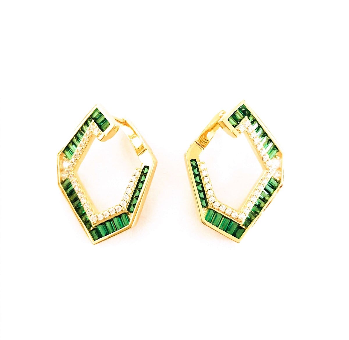 Yeşil Taş Beşgen İthal Küpe