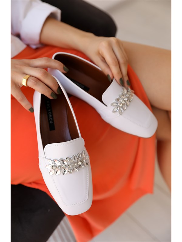 Vale Beyaz Cilt Kadın Babet Ayakkabı