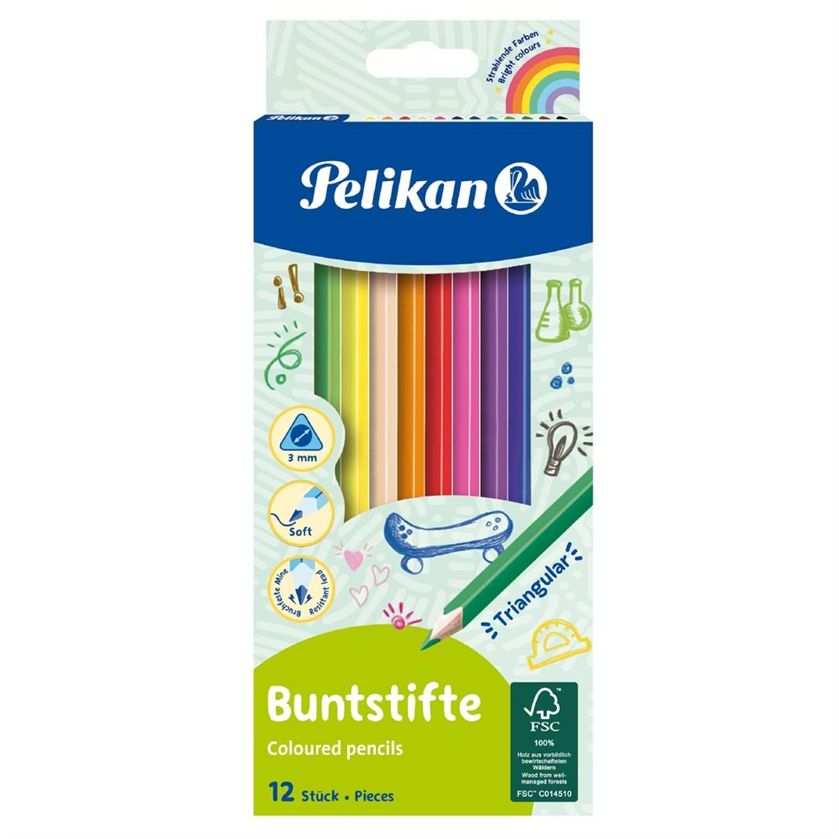 Pelikan 12li Üçgen Kuru Boya P-700115