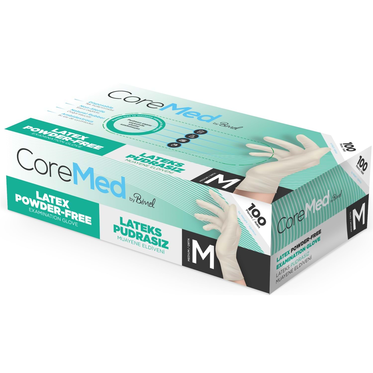 CoreMed Lateks M Eldiven 100 lü Paket Pudrasız