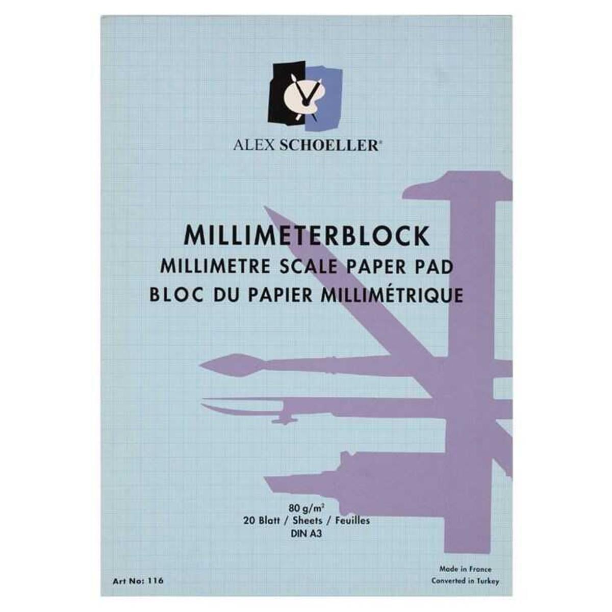 Alex Schoeller Milimetrik Blok 80 GR A3 20 YP Mavi