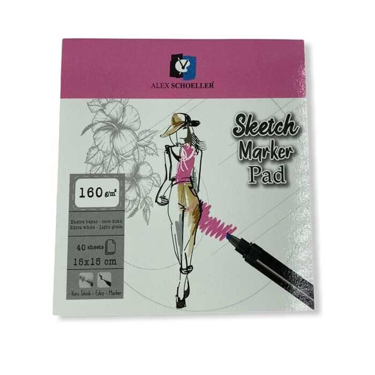Alex Schoeller Sketch Marker Pad 15x15 160 GR 40 Lı ALX:899