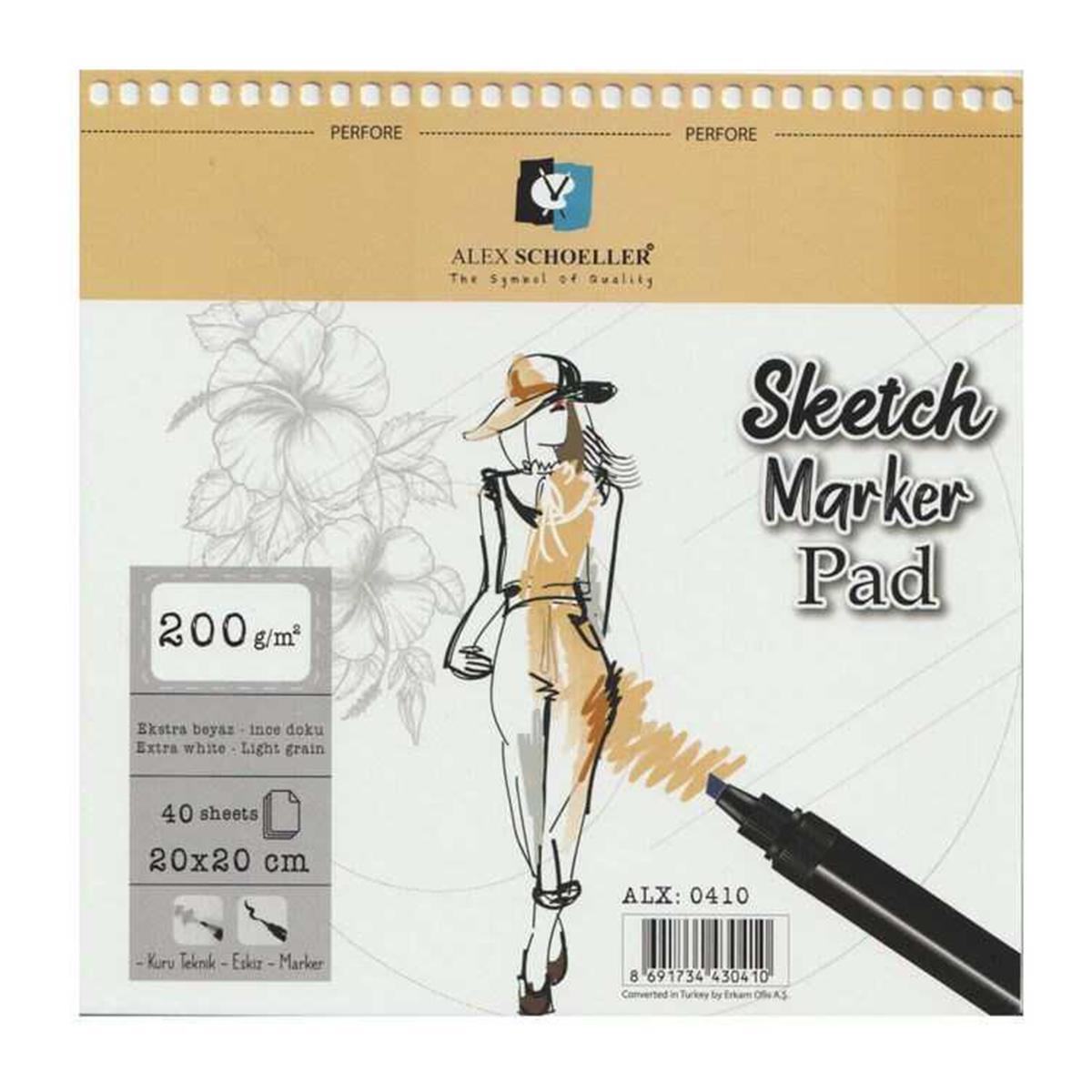 Alex Schoeller Spiralli Sketch-Marker Pad 20x20 200 GR 40 Lı Alx0410