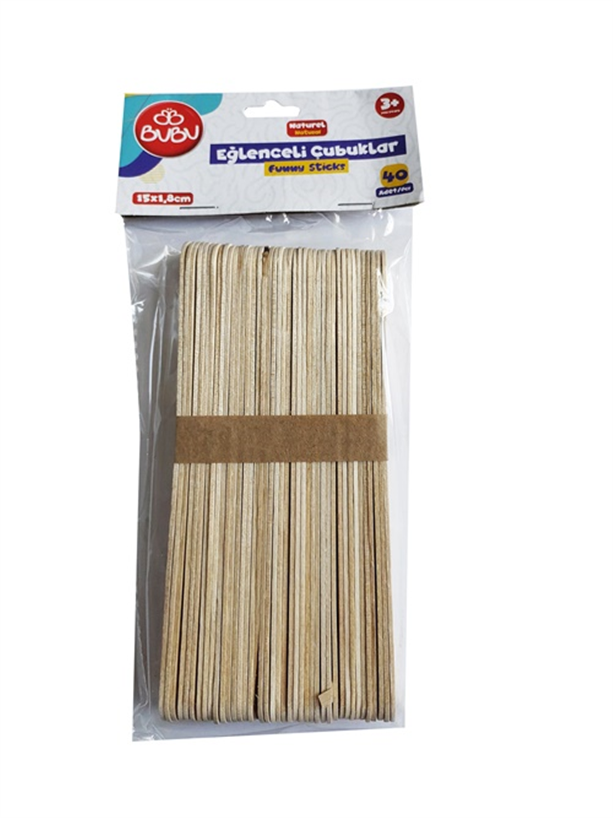 Bu Bu Eğlenceli Çubuklar Naturel 15X1,8Cm 40Lı Uzun