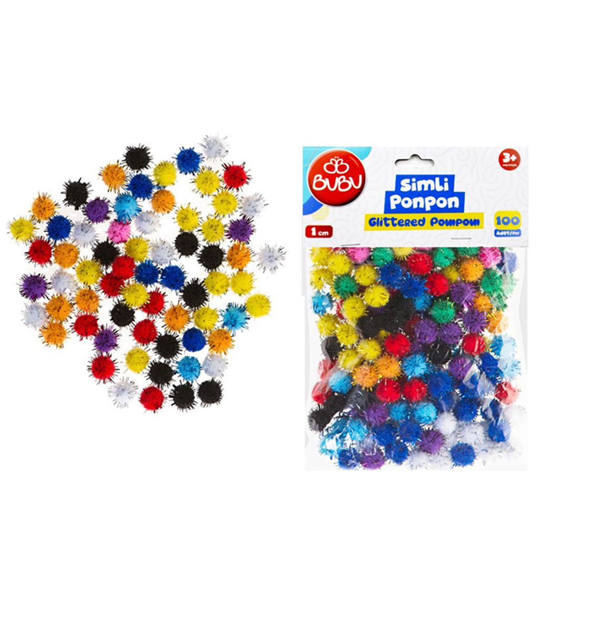 Bu-Bu Ponpon Simli 1Cm 100 Lü Karma