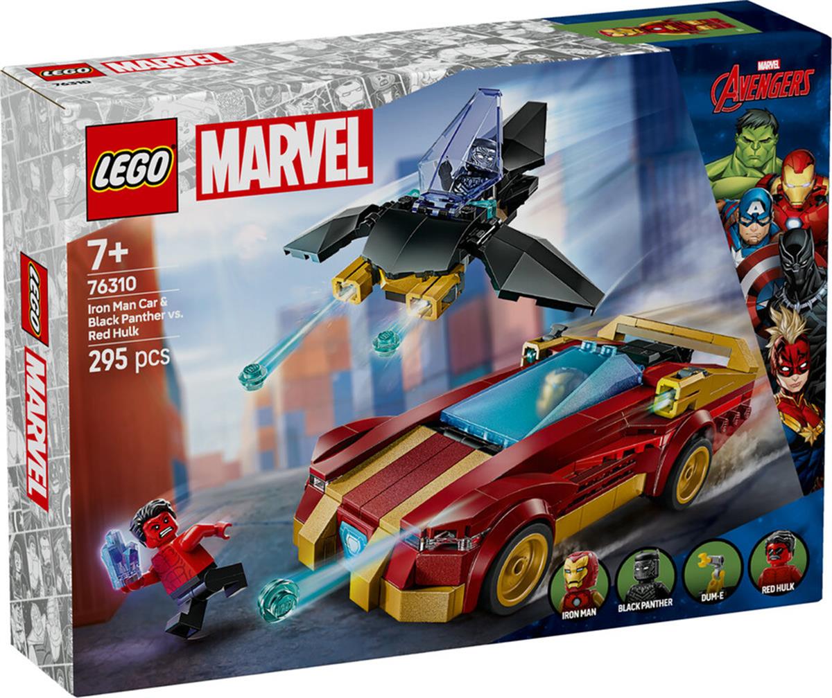 76310 LEGO Marvel Iron Man Arabası ile Black Panther Red Hulk a Karşı