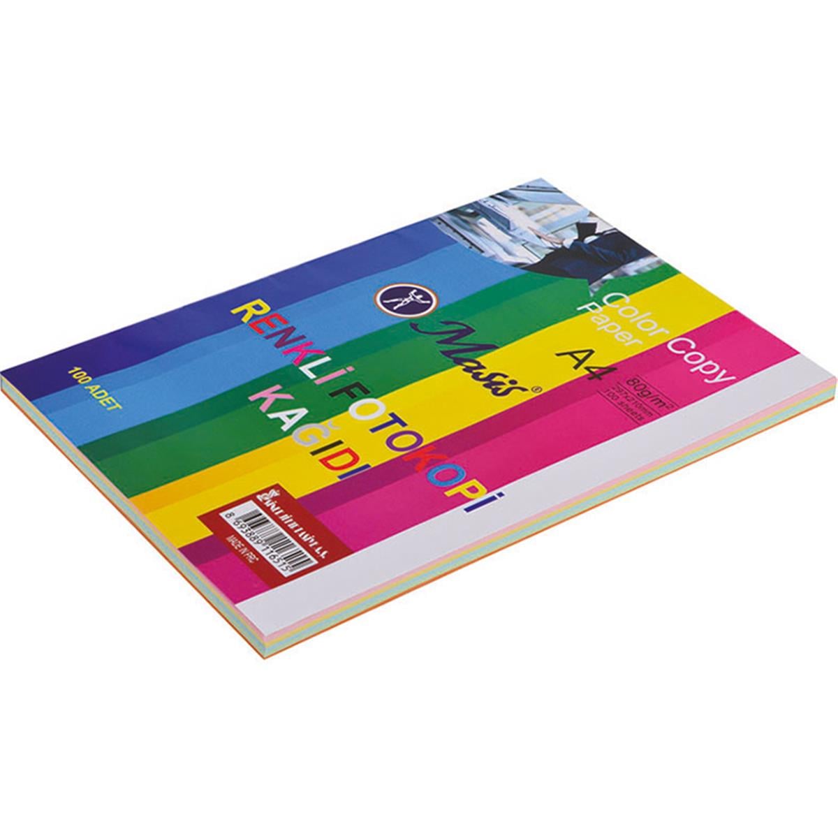 Masis A4 80 Gr 10 Renk Fotokopi Kağıdı 100 Lü Fk-r10