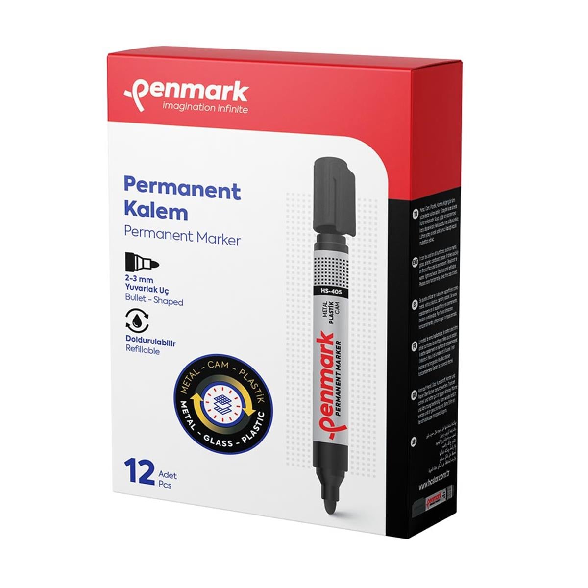 Penmark HS-1200-01 Ecoplus Permanent Marker Yuvarlak Uç Siyah