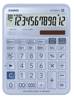 Casio DJ-120D Plus-LB 12 Hane Hesap Makinesi Açık Mavi