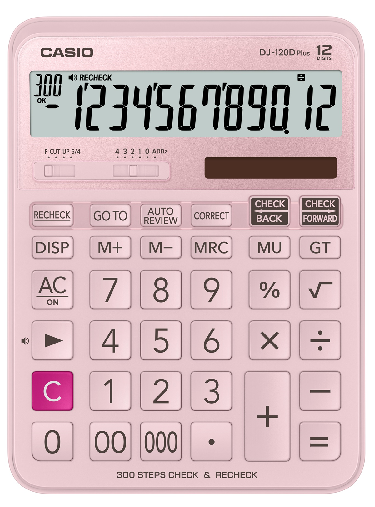 Casio DJ-120D Plus-PK 12 Hane Hesap Makinesi Pembe