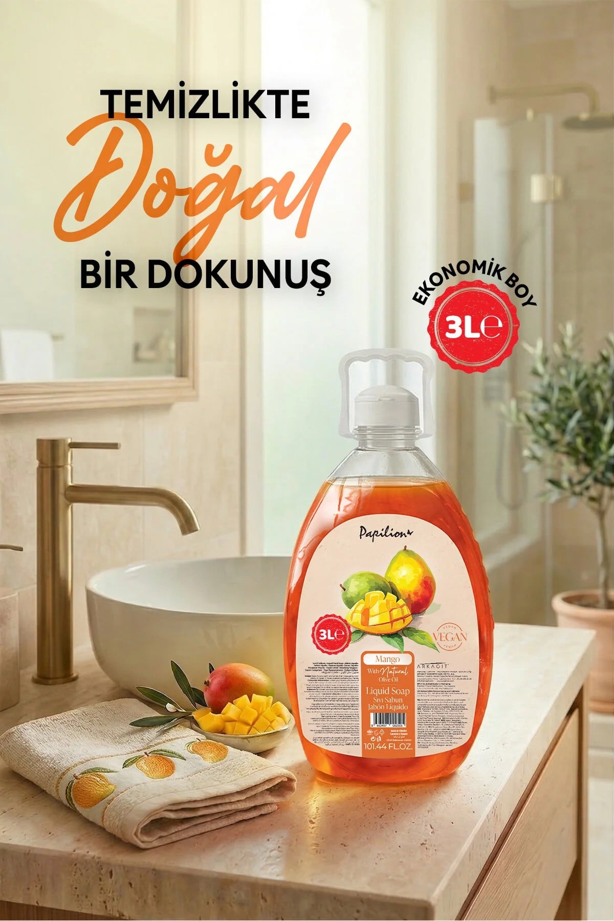 Papilion Mango Kokulu Sıvı Sabun Ekonomik Paket 3000 ml